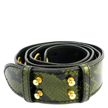 Antique Green Crocoembossed Leather Bag Strap