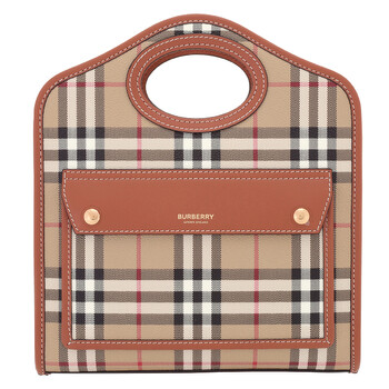 Briar Brown Check And Leather Mini Pocket Bag