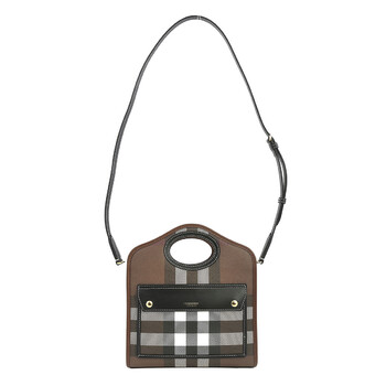 Dark Birch Brown Check Logo Print Pocket Bag