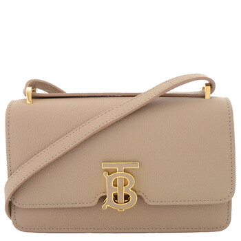 Oat Beige Grainy Leather Mini TB Bag