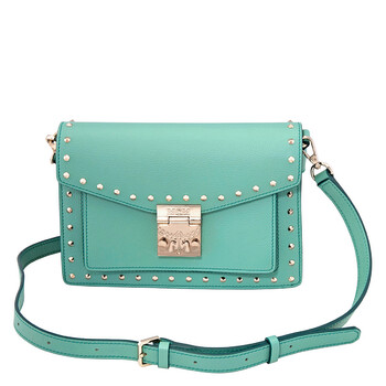 Patricia Mint Crossbody in Studded Park Avenue Leather