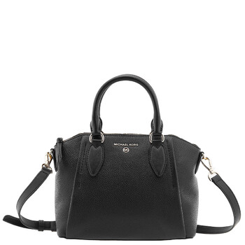 Sienna Medium Pebbled Leather Satchel  Black