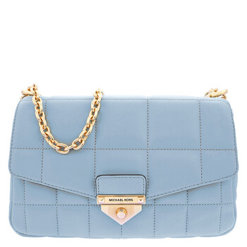 SoHo Large Quilted Leather Shoulder Bag  Pale Blue