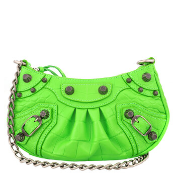 Le Cagole Mini Leather Purse In Acid Green