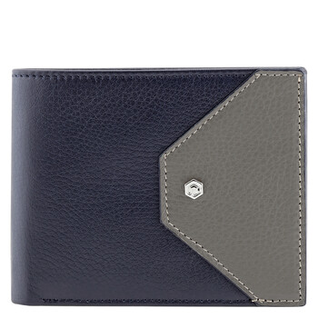 Leather Wallet Navy Blue Gray