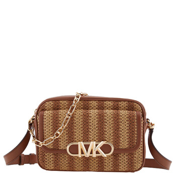 Medium Striped Straw And Leather Parker Bag