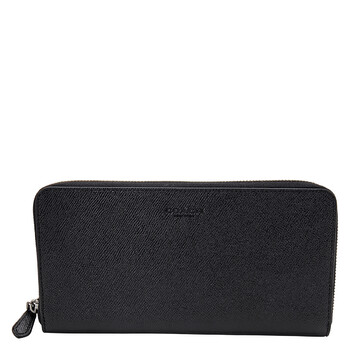 Black Crossgrain Leather Travel Wallet