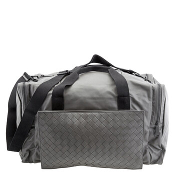 Leather Duffle Bag In Grey