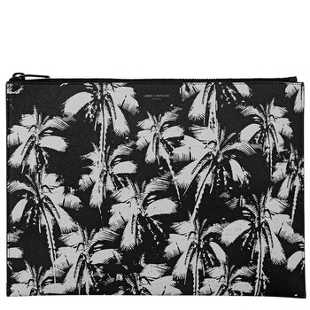 Palm Print Grain De Poudre Leather Tablet HolderPouch