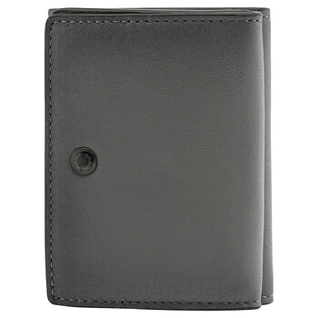 Trifold Compact Leather Wallet In Grey