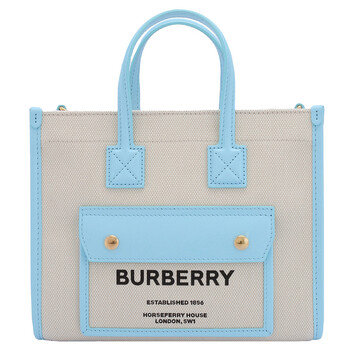 Mini Freya Tote Bag In NaturalCool Sky Blue