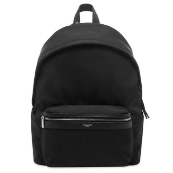 Nylon Canvas And Leather City Backpack In Black