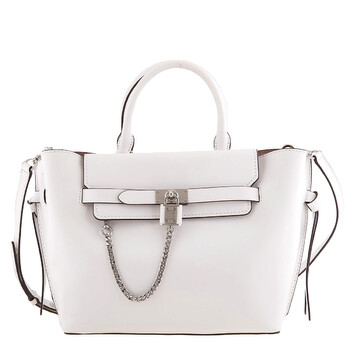 Optic White Leather Large Hamilton Legacy Belted Satchel