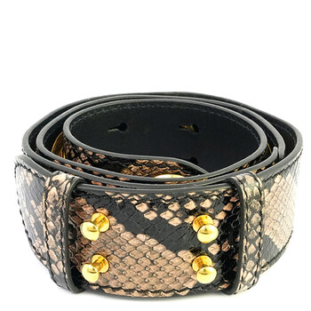 Pink Apricot Phyton Print Leather Handbag Belt Strap