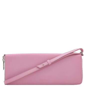 Rose Leather Leash Clutch Bag