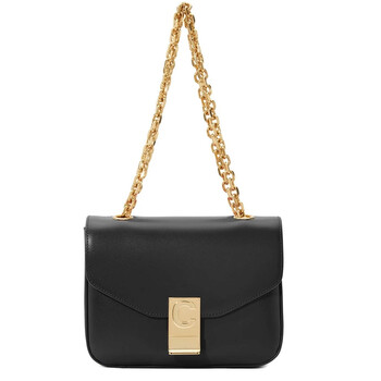 Small C Black Shoulder Bag in Shiny Calfskin