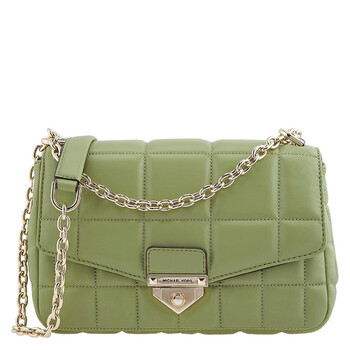 Soho Large Quilted Leather Shoulder Bag  Light Sage