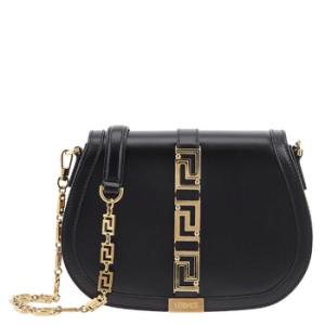 Black La Greca Shoulder Bag With Gold Logo