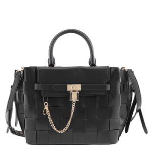 Black Large Woven Hamilton Legacy Belted Satchel