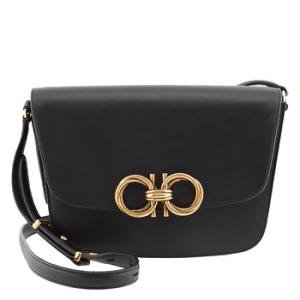 Salvatore Ferragamo Black Leather Trapezio Crossbody Bag