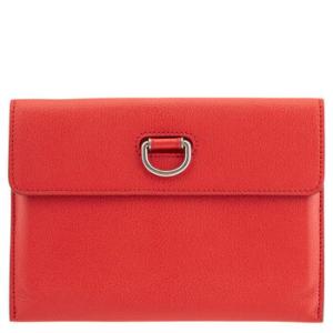 Bright Red Dring Leather Pouch with Zip Coin Case