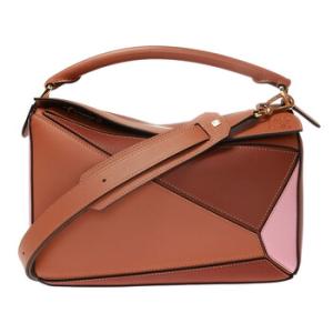 Classic Calfskin Medium Puzzle Shoulder Bag In TanMedium Pink