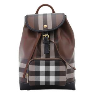 Dark Birch Brown Dark Check And Leather Backpack