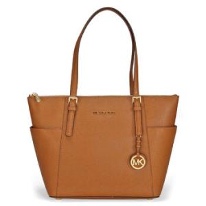 Jet Set TopZip Saffiano Leather Tote in Luggage  Medium