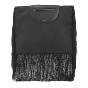 Black Fringe Leather Olympia Scarf Flat Clutch