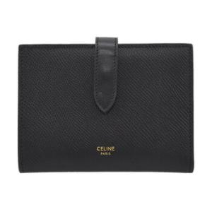 Black Medium Strap Wallet in Grained Calfskin