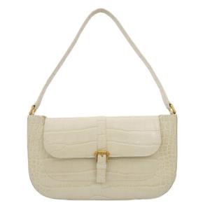 Cream Miranda Crocodile Embossed Shoulder Bag