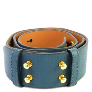 Dark Mineral Blue Leather Bag Strap