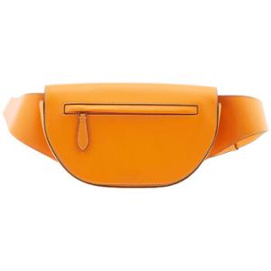 Deep Orange Small Topstitched Leather Olympia Bum Bag