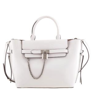 Optic White Leather Large Hamilton Legacy Belted Satchel