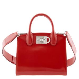 Salvatore Ferragamo Red Studio Box Small Tote Bag