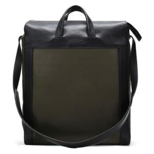 Textured And Smooth Calf Leather Vertical Tote