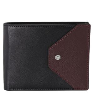 Two Tone Leather Wallet BlackBurgundy