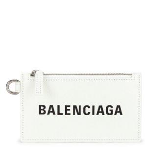 White Calfskin Cash Card Case On Keychain