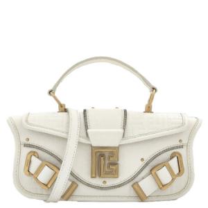 White Grained Leather Blaze Clutch Bag