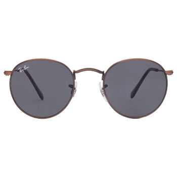 Round Metal Antiqued Blue Round Sunglasses RB3447 9230R5