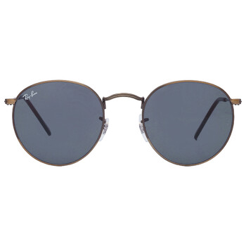 Round Metal Antiqued Blue Sunglasses RB3447 9230R5