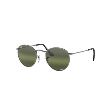 Round Metal Chromance SilverGreen Sunglasses RB3447 004G4