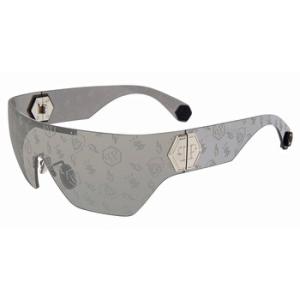 Silver Mirror Logo Shield Sunglasses SPP029M 579L