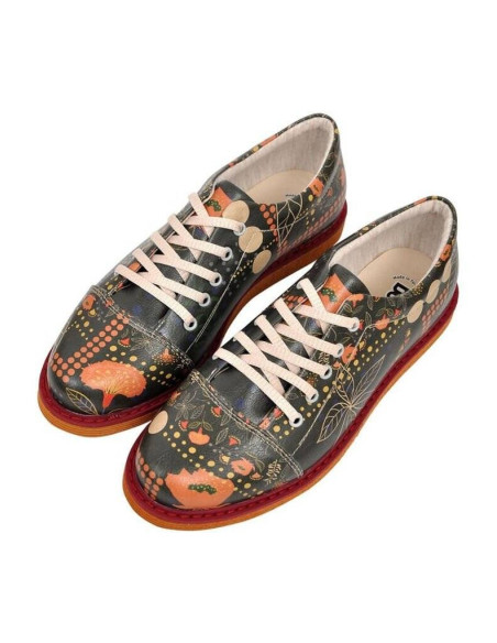 Dogo - Women Vegan Leather Black Sneakers - Dots&leaves Design