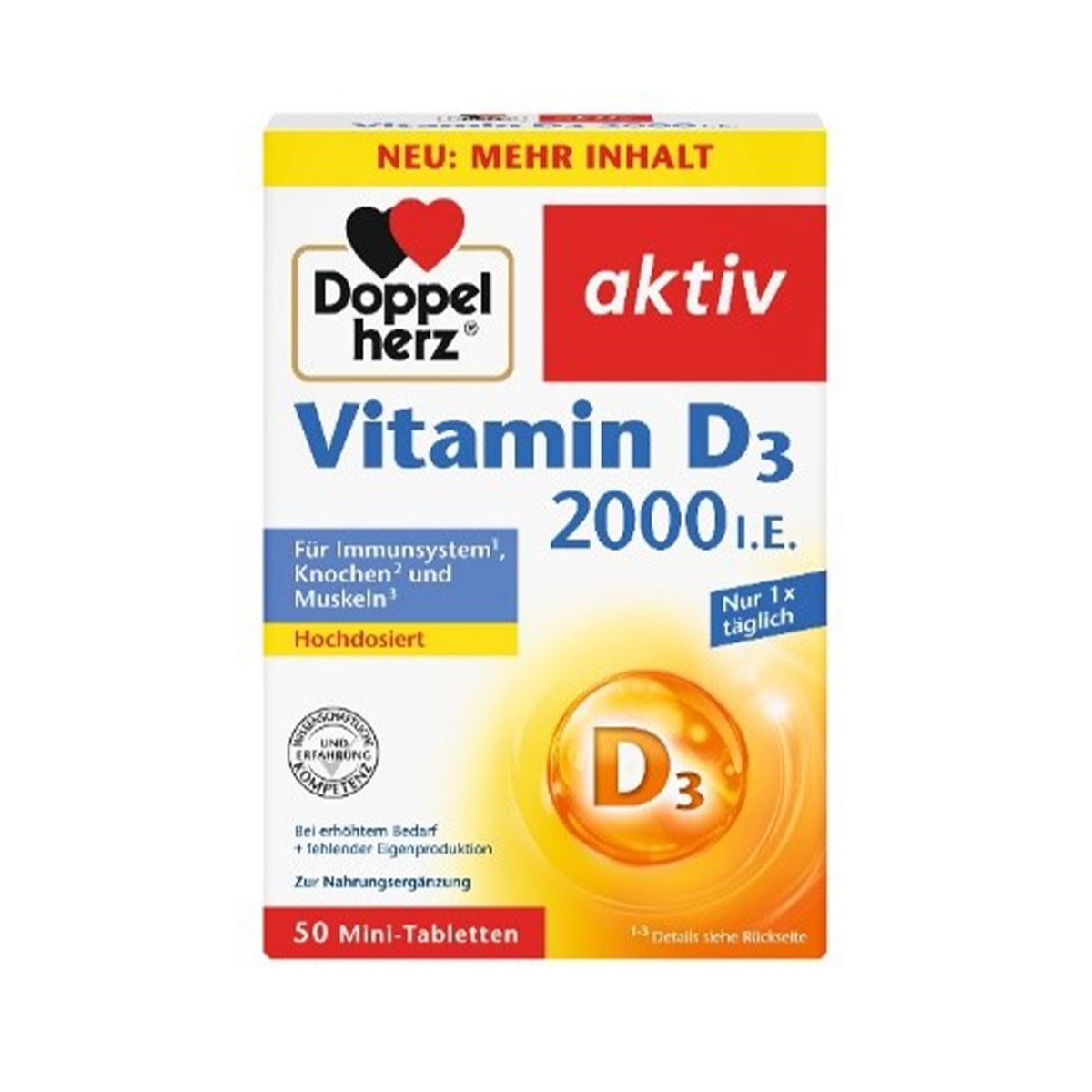 Doppelherz Aktiv - დოპელჰერც აქტივი ვიტამინი D2000 ს.ე. 50 ტაბლეტი