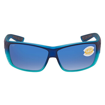 CAT CAY Blue Mirror Polarized Polycarbonate Rectangular Sunglasses AT 73 OBMP