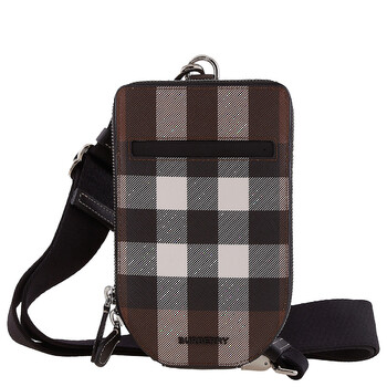 Dark Birch Brown Check Crossbody Phone Case