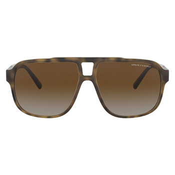 Gradient Brown Polarized Rectangular Sunglasses AX4104S 8029T5