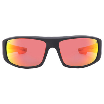 LOGAN Happy Gray Green Red Mirror Wrap Sunglasses
