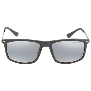 Light Grey Mirrored Black Rectangular Sunglasses EA4171U 54376G